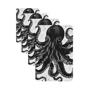 Classic Black Octopus Car Air Fresheners Cards Set of 4 Pieces Personalized Car Fresheners Gifts for Men Women Auto Aromatherapy Tablets Hanging Scented Cards for Wardrobe Bathroom