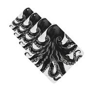 Classic Black Octopus Car Air Fresheners Cards Set of 4 Pieces Personalized Car Fresheners Gifts for Men Women Auto Aromatherapy Tablets Hanging Scented Cards for Wardrobe Bathroom