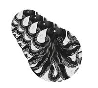 Classic Black Octopus Car Air Fresheners Cards Set of 4 Pieces Personalized Car Fresheners Gifts for Men Women Auto Aromatherapy Tablets Hanging Scented Cards for Wardrobe Bathroom