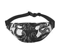 Classic Black Octopus Fanny Pack for Men Women Belt Bag Fashion Waist Bag Everywhere Crossbody Bag Wallet Hip Bum Bag with Adjustable Strap Waterproof Chest Bag for Travel Hiking Sports, Black, One