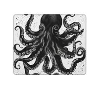 Classic Black Octopus Mouse Pads Custom Design, Waterproof Gaming Mousepad Washable Computer Mousepads with Non-Slip Rubber Base Square Mouse Mat for Laptop Office Home 10 x 12 inch
