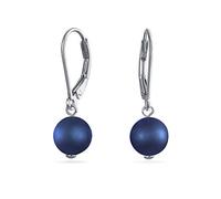Classic Black Peacock Grey Round Freshwater Cultured Pearl Drop Dangle Bead Ball Earrings For Women .925 Sterling Silver Secure Lever back