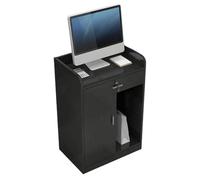 Classic Black Podium Stand with Shelf - Modern Lectern for Churches Conferences and Events - Presentation Speaker Stand for Professional Use