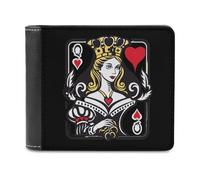 Classic Black Queen of Hearts PU Leather Wallets Stylish Bifold Wallet Slim Front Pocket Credit Card Holder for Women Men