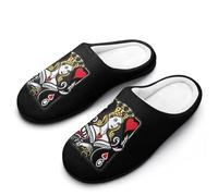Classic Black Queen of Hearts Women's Cotton Slippers Soft Closed Toe House Shoes Non-Slip Slippers for Indoor Outdoor