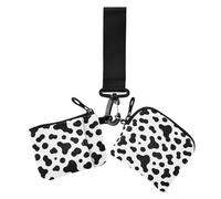 Classic Black White Cow Hide Print Pattern Women's Wallets Card Cases Thin Flat Identity Card Protector with Zipper Coin Pocket for Women 2 Packs