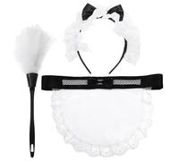 Classic Black & White French Maid Costume Set - 3-Piece Outfit with Lace Bow Apron, Headband & Duster - Ideal for Halloween, Cosplay & Anime Party Dress-up for Adults