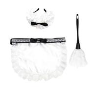 Classic Black & White French Maid Costume Set - Cosplay Fabric Set | Masquerade & Party Universal Size Includes Headband, Apron & U Duster | Id