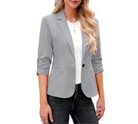 Classic Blazer for Women UK Open Front Cardigans with Pockets Cozy Womens Tunic Tops Collar Lapel Business Casual Outfits Suit Jacket for Work Womens Single Button Down 3/4 Ruched Sleeve Jacket Suit