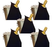 Classic Bottle Cloths, 42 cm, Cotton, Corner Metal Ring (Black with Gold Ring, Pack of 5)