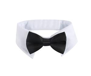 Classic Bowtie for Little Puppy Handcrafted Striped Collar Necktie for Dogs and Cats Adjustable Magical Tape Closure Dog Bowtie Collars Black for Small Dogs