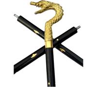 Classic Brass Walking Handle - 36 Inch Adjustable and Foldable Lightweight Victorian Style Gift for Men Women Antique Designer Look (Gold and Black)