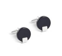 Classic British Black Round Zirconia Cufflinks Versatile Formal Accessories