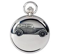 Classic British car Siddeley 14hp ref5 Pewter Effect Design on a Polished Silver case Men's Gift Quartz Pocket Watch fob