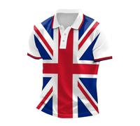 Classic British Flag Polo Shirt for Men - Union Jack Print Short Sleeve Top with a Smart Collar,Plus Size, for Summer Travel, City Breaks,Casual Holiday Look White 5XL