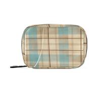 Classic Brown Checkered Pattern Handbags With Detachable Compartments, Handy Portable Wallet Tablet Organizer