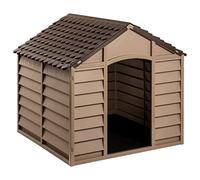Classic Brown Dog House 86x84x82 cm Polypropylene Pet Shelter with Open Entrance and Assembly Manual