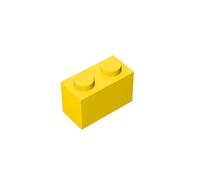 Classic Building Brick 1x2, 100 Piece Bulk Brick Block, Compatible with Lego Parts and Pieces 3004, Creative Play Set - 100% Compatible with All Major Brick Brands(Colour:Yellow)