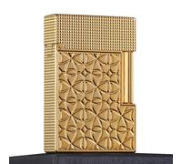 Classic Butane Copper Exquisitely Carved Short Vintage Lighter, Side Slide Ignition Trench for Men Dad Husband Gift Collect, Gold