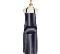 Classic Butcher's Stripe 100 Percent Cotton Extra-Long Adult Apron, Navy Blue