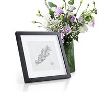 Classic by Casa Chic - Solid Wood 10x10 inch (25x25 cm) Square Photo Frame - Black - Mount for 7x7 inch (18x18 cm) Picture - Tempered Glass