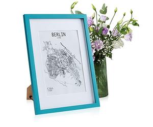 Classic by Casa Chic - Solid Wood A3 Photo Frame - Teal - Mount for A4 Picture - Perspex Front