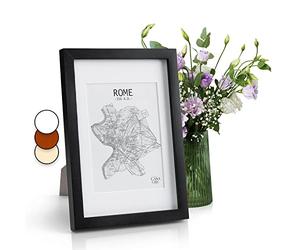 Classic by Casa Chic - Solid Wood A4 Photo Frame - Black - Mount for 6×8 inch (15×20 cm) Picture or Certificate -Tempered Glass