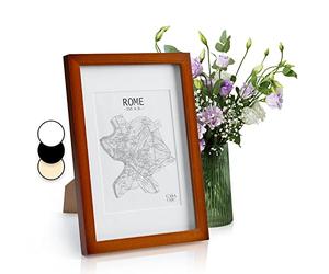 Classic by Casa Chic - Solid Wood A4 Photo Frame - Rustic Brown - Mount for 6×8 inch (15×20 cm) Picture or Certificate -Tempered Glass