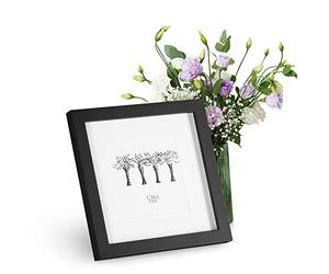 Classic by Casa Chic - Solid Wood Square Photo Frame - 8x8 inch with Mount for 5x5 inch Picture - Tempered Glass Front - Black