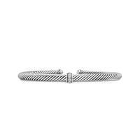Classic Cable Station Bracelet in Sterling Silver with Diamonds, 4mm - Size Medium