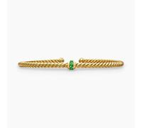 Classic Cablespira® Station Bracelet in 18ct Yellow Gold with Pavé Emeralds - Size Medium