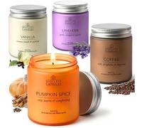 Classic Candle Gift Set; 4 x 8oz Scented Candles in Frosted Glass Jars; Coffee, Vanilla, Lavender, Pumpkin Spice; 200 Hours Burn Time; Gift Sets for Women; Premium Gift Box by Spotless Candles