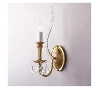 Classic Candle Wall Light Antique Metal Wall Lamp with Clear Crystal Drops,Shabby Chic Rustic Design E14 Bedroom Lamp,Contemporary Dining Room