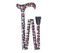 Classic Canes Contemporary Chic Crazy Cats Cane - Derby Handle Stylish Fashionable Foldable Adjustable Aluminium Walking Stick 79-89cm 315g - Modern Ergonomic Support, Non-Slip Rubber Ferrule