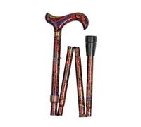 Classic Canes Fashionable Height Adjustable Folding Walking Stick - Orient Red & Orange Cane