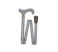 Classic Canes Folding Elite Adjustable Height Patterned Walking Stick - Grey Floral