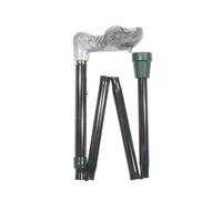 Classic Canes Left Handed Folding Stick With Marbled Orthopaedic Handle