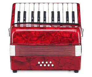Classic Cantabile Secondo Junior 8 Bass Accordion 22 Treble Keys Eight Bass Keys with Strap and Gig Bag Red