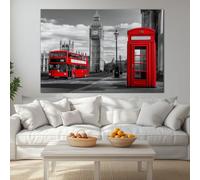 Classic Canvas London Big Ben Red Double Decker Bus Posters Bedroom 70 x 50 cm Wall Art for Boys Room Office, Canvas Art Prints Painting Artwork for Teen Kids Men Room Home Decoration