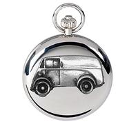 Classic car 101 Van ref14 Pewter Effect Design on a Polished Silver case Men's Gift Quartz Pocket Watch fob