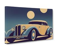 Classic Car Art Deco Canvas Wall Art Print Ready to Hang, Framed Picture for Living Room Bedroom Home Office Décor, 30x20 Inch (76x50 cm)