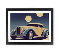 Classic Car Art Deco Framed Print | A3 Black Framed Wall Art | Ready to Hang | Art Deco Vehicle Picture | Living Room Bedroom Lounge Office
