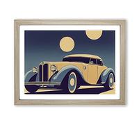Classic Car Art Deco Framed Wall Art Print A2 Oak