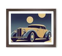 Classic Car Art Deco Framed Wall Art Print A2 Walnut