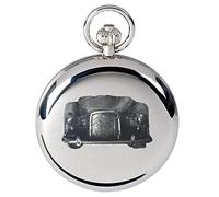 Classic car Austin FX4 Taxi ref11A Pewter Effect Design on a Polished Silver case Men's Gift Quartz Pocket Watch fob
