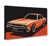 Classic Car Block Print Canvas Print | Gallery Wrapped 30mm Frame Wall Art | 30x20 inches | Ready to Hang | Classic Vehicles Picture | Living Room Bedroom Lounge Office