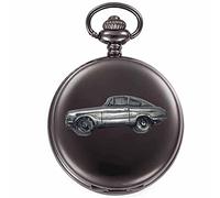 Classic car Bond Equipe GT4S ref29 Pewter Effect Design on a Polished Black case Men's Gift Quartz Pocket Watch fob
