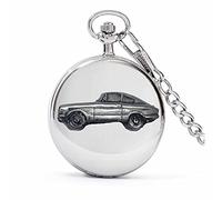 Classic car Bond Equipe GT4S ref29 Pewter Effect Design on a Polished Silver case Men's Gift Quartz Pocket Watch fob