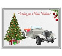 Classic Car Christmas cards - Unique Range Motoring Designs - Vintage Antique (1953 MG Roadster Xmas Card)