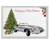 Classic Car Christmas cards - Unique Range Motoring Designs - Vintage Antique (1967 E-Type Jaguar Xmas Card)